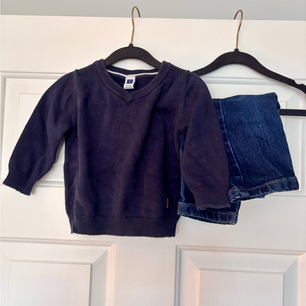 Janie and Jack - 6-12 months - Sweater and Jeans